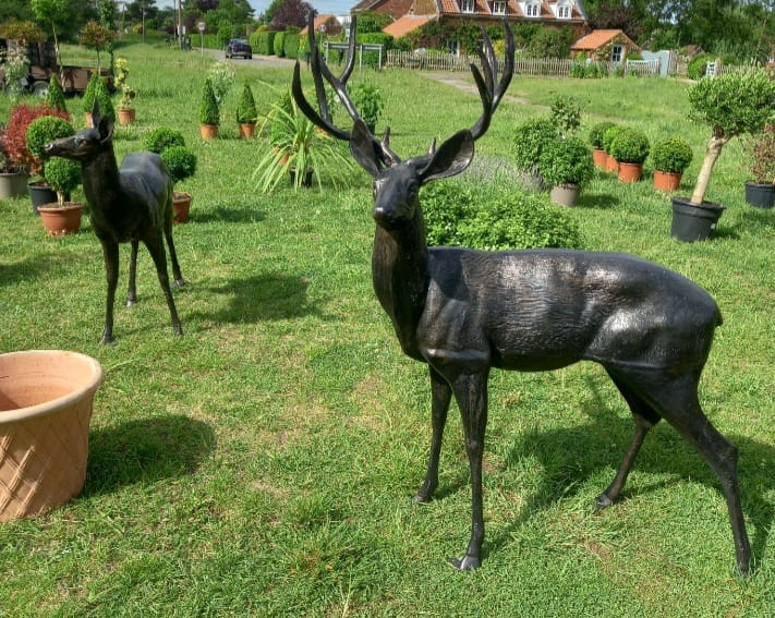 Majestic deer statues in garden display