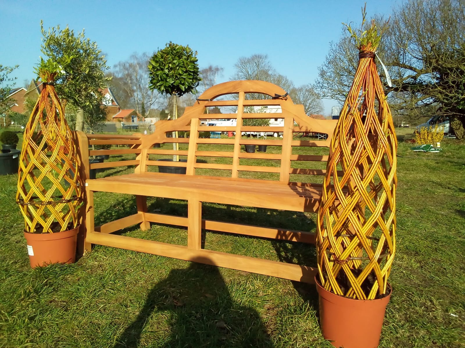 Curved Teak Bench - Garden Furniture